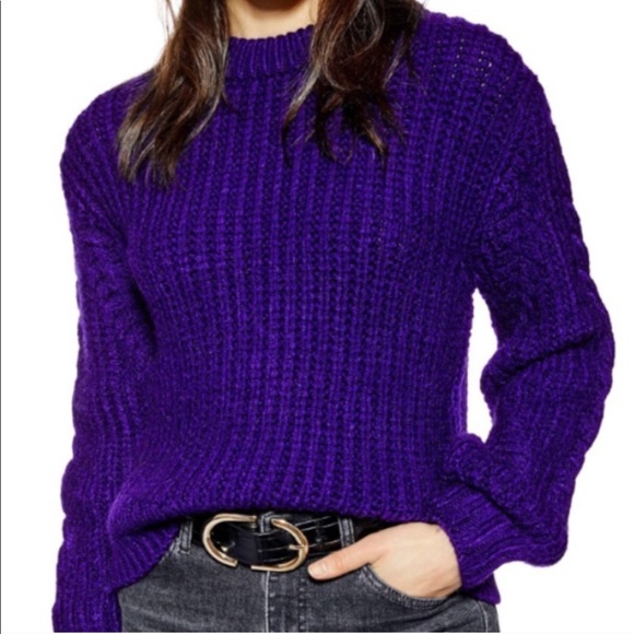 Topshop Sweaters - CLOSET CLEAROUT! Topshop Purple Bishop Sleeve Cable Knit Sweater
